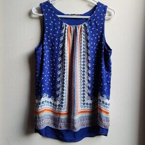 Rose & Olive Blue/Orange Lightweight Tank Top Size Small